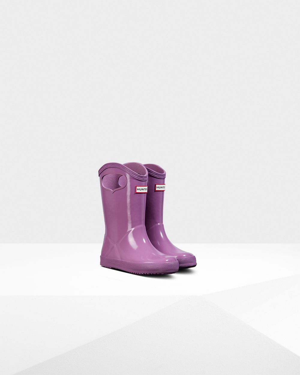 Botas De Agua Hunter Niños Original First Classic Grab Handle Gloss - Moradas - Argentina 2635JQGRI